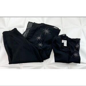Dress-U by Sharon Sz 8 Womens Black Layered Pant Rhinestone Blouse Formal Set